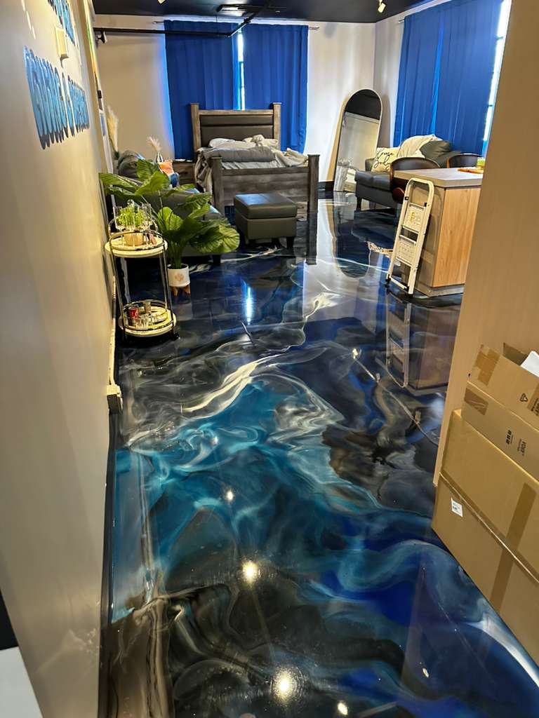 Ocean Agate blue metallic floor